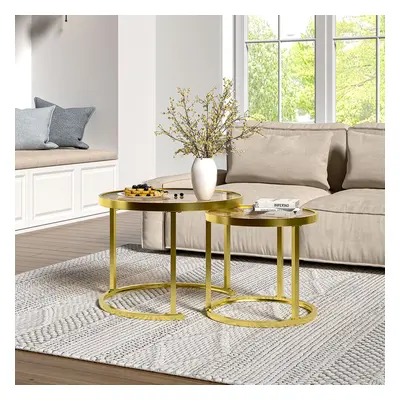 (Gold) Set of Round Nesting Coffee Tables