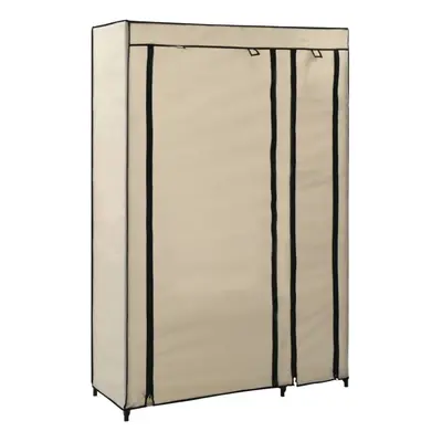 vidaXL Folding Wardrobe Cream Fabric Clothes Storage Cabinet Organiser Shelves