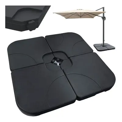 (Square) GEEZY X Black Garden Patio Cantilever Umbrella Banana Parasol Base Weights Stand