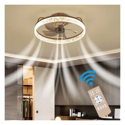 (Gold) Modern Round Crystal LED Ceiling Fan Light with Remote Control