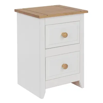 White Drawer Bedside Cabinet Solid Pine Top Side Table Nightstand