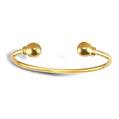 Jewelco London Solid 9ct Yellow Gold Collared Torque Baby Bangle Bracelet - JKB017