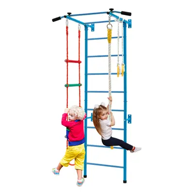 Kids Steel Swedish Ladder Wall Set Indoor Home Climbing Frame w/ Rope