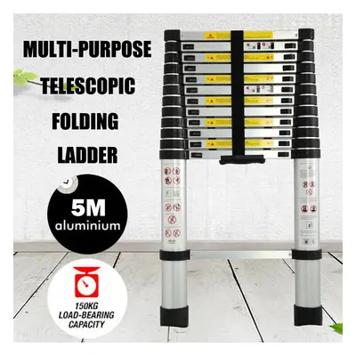 Ladder Extendable 5Mm 16.5ft Multi Purpose Roof Loft Ladder for Home Garden Aluminum Extension T