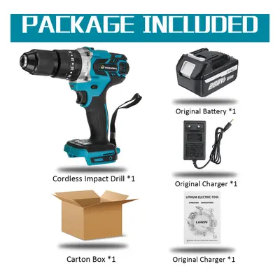 (One Battery Carton Box) In Cordless Electric Impact Drill Driver Brushless Driver Drill Hammer 