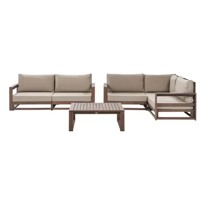 Corner Sofa Lounge Set TIMOR Certified Acacia Wood Dark Wood