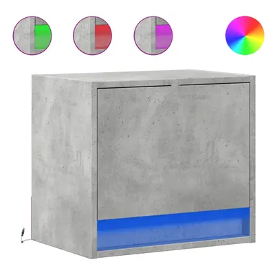 (concrete grey, pcs) vidaXL Wall-mounted Bedside Cabinets with LED Lights Bed Table Side Table