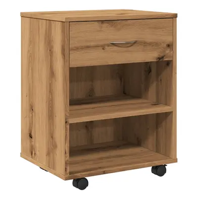 (artisan oak) vidaXL Rolling Cabinet Office Side Table Hall Drawer Cabinet Engineered Wood