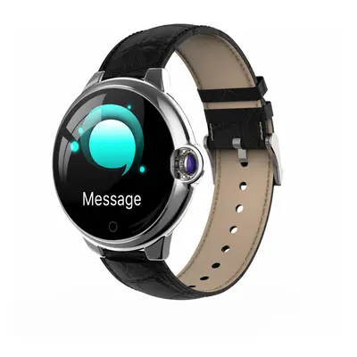 (Black-leather) Sapphire Glass Screen Ultra-thin Body Heart Rate Sleep WhatsApp Reminder 45Days 