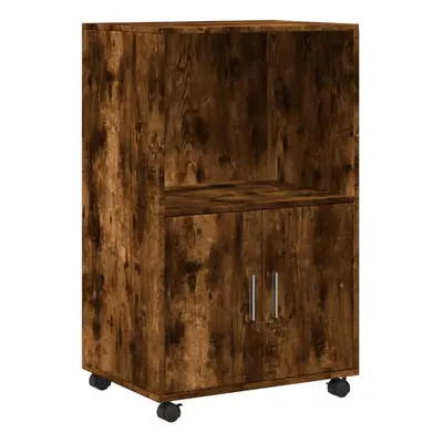 (smoked oak) vidaXL RollingÃÂ Cabinet Office Storage Cabinet Engineered Wood