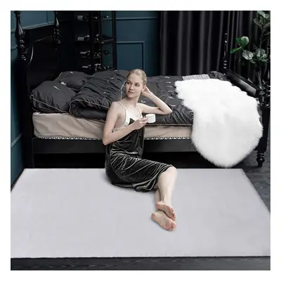 (Silver) Rabbit Fur Rugs Nonslip Livingroom Bedroom Carpets