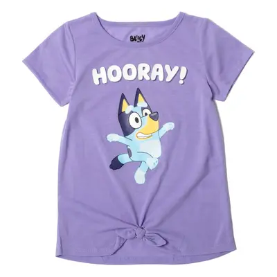 Bluey Little Girls Knotted Graphic T-Shirt Purple