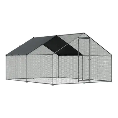 Walk-In Galvanized Steel Chicken Run with Roof Cover & PVC Coated Chicken Wire x x 2m