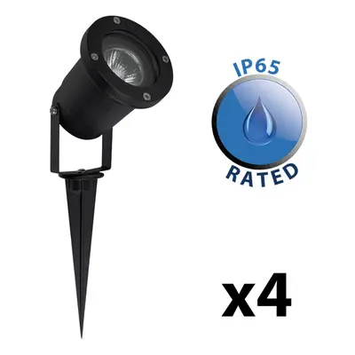 Pack of - Modern Ground Spike/Wall Mount IP65 Rated Outdoor Lights in a Black Finish