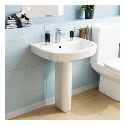 550mm ECO Basin With Pedestal White