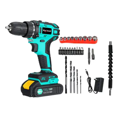 (One Battery) 88VF LED Brushless Electric Drill Torque Cordless Rechargeable Power Drill