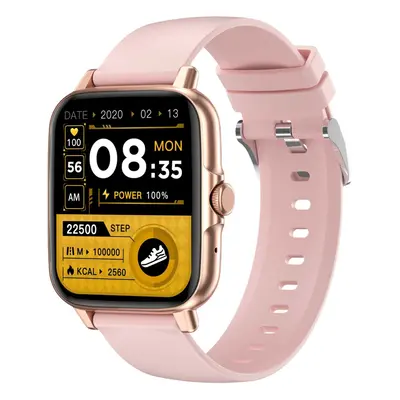 (Pink-Silicone) 1.69 inch Full Touch Screen NFC BT Calling Heart Rate Blood Pressure Oxygen Moni