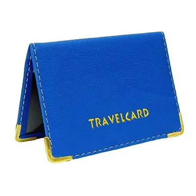 Soft Leather Travel Card Bus Pass Credit Card ID Card Wallet Cover Case Holder by Kwik Buy (Blue