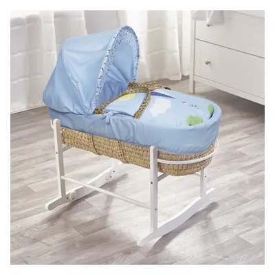 Blue Kite Palm Moses Basket with Rocking Stand White