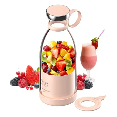 (Pink) Electric Juicer Blender Fruit Juicer Wireless Charging Portable Juicer Bottle