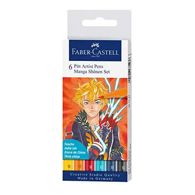 Faber-Castell Pitt Artist Pen Manga ShÃÃnen with Brush Tip in Various Ink Colours Pack of