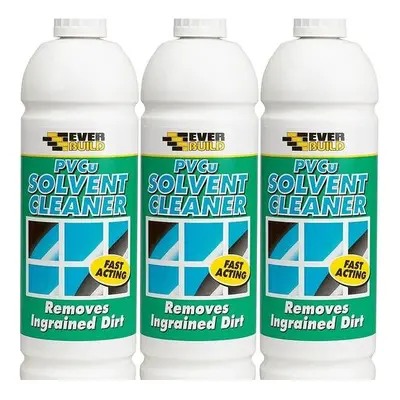 Everbuild PVCu Solvent Based Cleaner, Litre PVCS1 (Pack of 3)