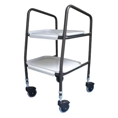 Height Adjustable Meal Trolley - Clip on Trays - Large 100mm Castors - 930mm