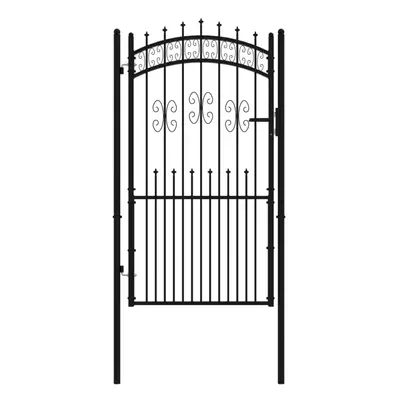 (103 x cm) vidaXL Fence Gate with Spear Top Black Powder-coated Steel Fence Multi Sizes