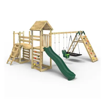 (Sanford) Rebo Double Tower Climbing Frame with Flexible Bridge, Swing & Slide