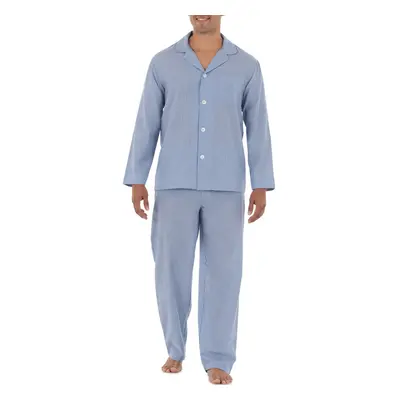 Fruit of the Loom Men's Long Sleeve Broadcloth Pajama Set Blue Stripe