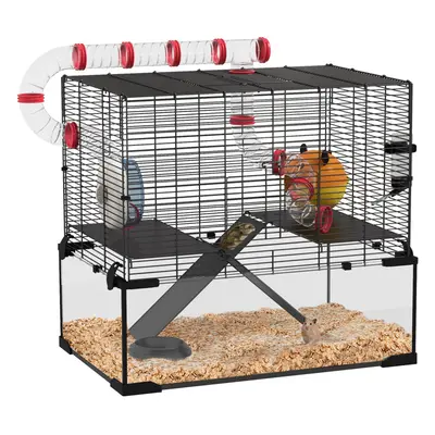 PawHut Hamster Cage w/ Tubes, Ramps, Platforms, Hut, x x 57cm