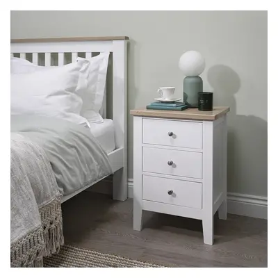 Leines Drawer Bedside Chest in Classic White & Oak