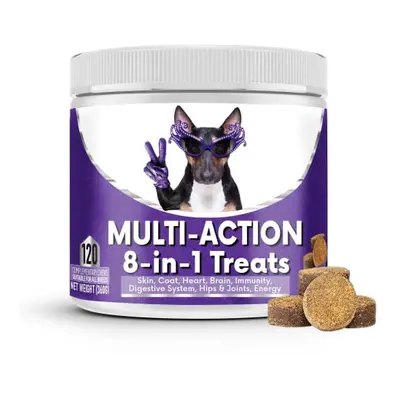 8-in-1 Multi-Vitamin Treats For Dogs - Brain, Heart, Skin, Coat, Immunity, Digestion, Joints & E