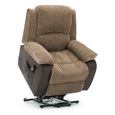 (Brown) Postana Jumbo Cord Fabric Rise Recliner Armchair Electric Reclining Chair