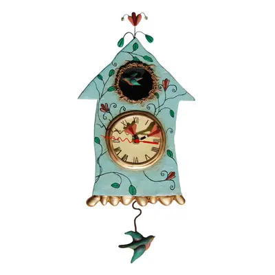 Enesco P8008 Resin House-Shape Clock with Bird cm