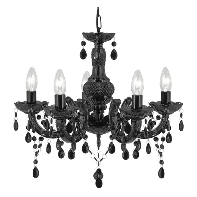 5 Arm Traditional Style Chandelier In Black Acrylic