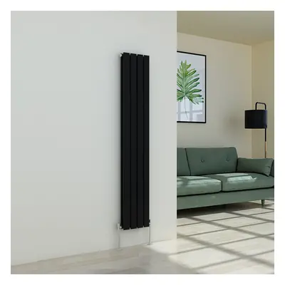 (1600 x 274mm Double, Black) Flat Panel Designer Radiator