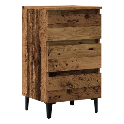 (old wood) vidaXL 1/2x Bed Cabinets & Metal Legs Nightstand Side Table Set Multi Colours