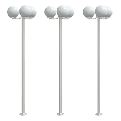 vidaXL Outdoor Floor Lamps Garden Standing Lamp 3pcs Silver Stainless Steel