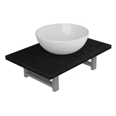 (black, 32.5 cm round-shaped basin) vidaXL Bathroom Round Basin Ceramic with Wall Shelf Multi Co