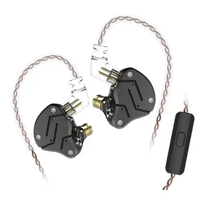 (Black, With-Microphone) Dynamic Balanced Armature Driver Earphone Noise Cancelling 3.5mm Wire H