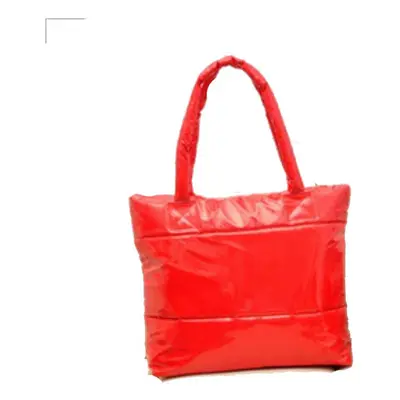 (Red) Fashion Handbag Single Shoulder Tote Women Space Pad Cotton Feather Down Bag Bucket Handba