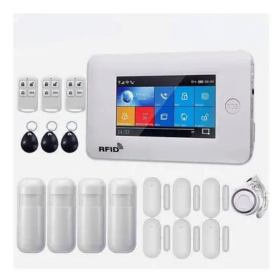 (UK Plug, Type 3) WiFi GSM GRRS Wireless Alarm System WiFi Intruder Security Alarm Kit APP Contr