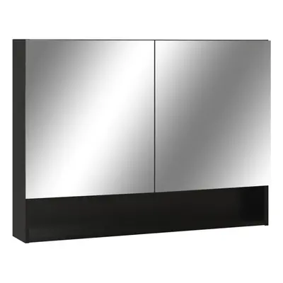 vidaXL LED Bathroom Mirror Cabinet Black MDF Washroom Vanity Unit Furniture