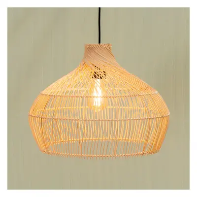 Anais Natural Rattan Easy Fit Pendant Light Shade with LED Warm Bulb