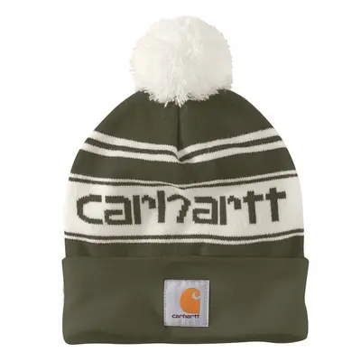 Carhartt Men's Knit Pom Cuffed Logo Beanie Arborvitae OFA