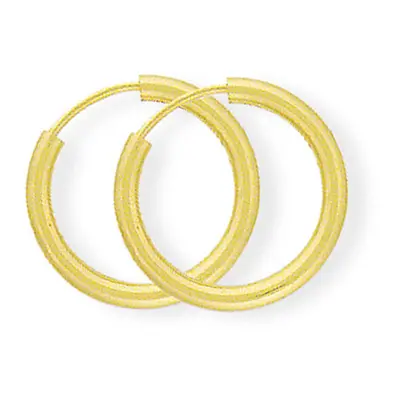 Jewelco London Ladies 9ct Yellow Gold 1.2mm Gauge Sleeper Hoop Earrings - 14mm - SENR02932