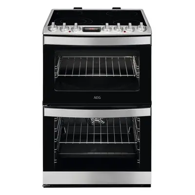 AEG SteamBake Ceramic Electric Cooker with Double Oven - Stainless Steel - A Rated - CCB6740ACM