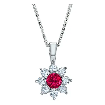 Jewelco London Rhodium Plated Sterling Silver Red Cubic Zirconia Classic Royal Cluster Charm Pen