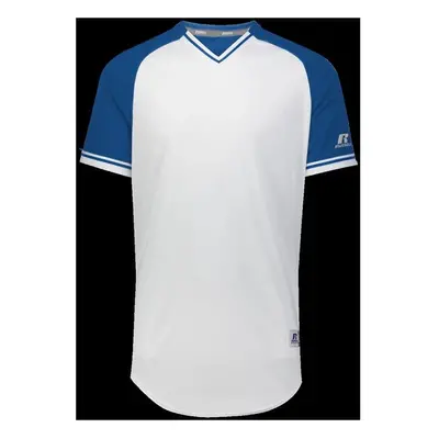 Russell R01X3M.137.L Adult Classic V-Neck Jersey, White & Royal - Large